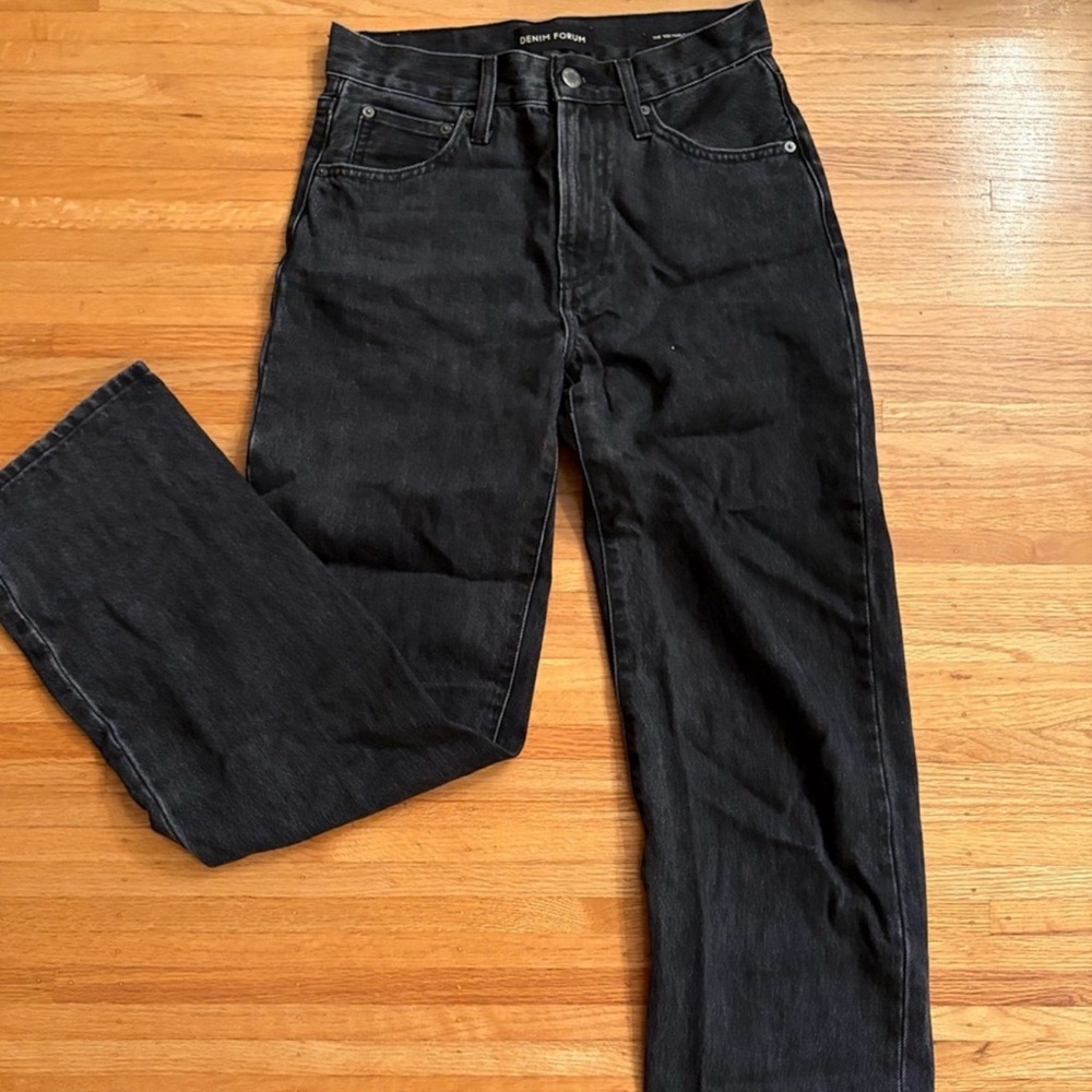 Denim Forum High-Rise Straight Leg Jeans - Black Wash